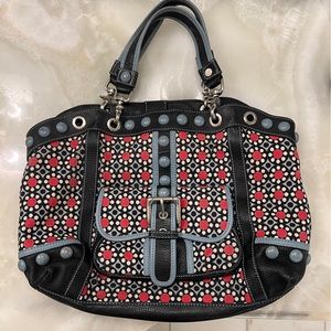 Isabella Fiore Large Top Handle - Leather/Fabric